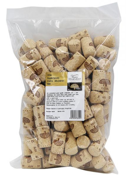 Vintner's Harvest VHA Agglomerate Corks. Bag of 100  38mmX24mm