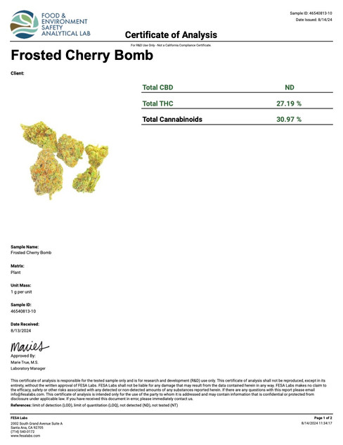 Frosted Cherry Bomb Strain Indoor THCA Flower - OZ Frosted Cherry Bomb Strain Indoor THCA Flower - OZ