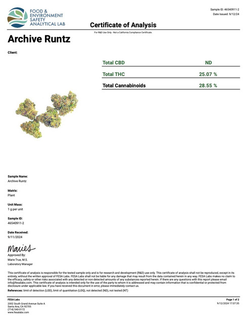 Archive Runtz Exotic THCa Shake $99 QP