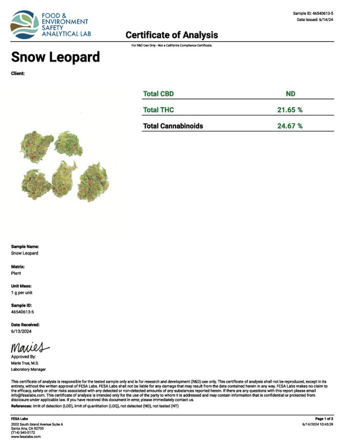 Olds and Uglys (Snow Leopard) THCA Quarter Pound Light Assist THCA Flower - Organic