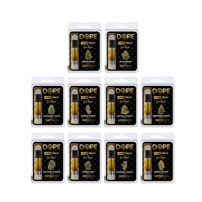 10-pack THCA vape cartridge bundle with live resin (Sativa, Indica, Hybrid strains)