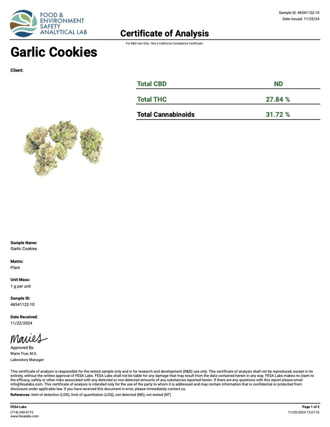 Garlic Cookies COA Garlic Cookies COA