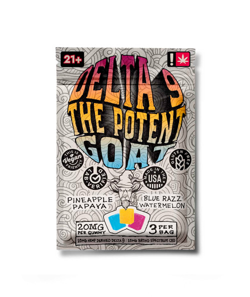 The Potent Goat Gummies Delta 9 in a 3 Count Pack with 10MG Delta 9 - 10MG CBD
