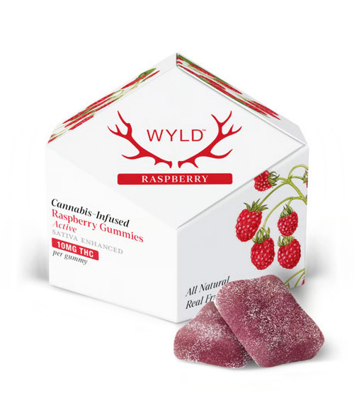 WYLD Hemp 100mg THC Active Sativa Raspberry Gummies in a 10 Count