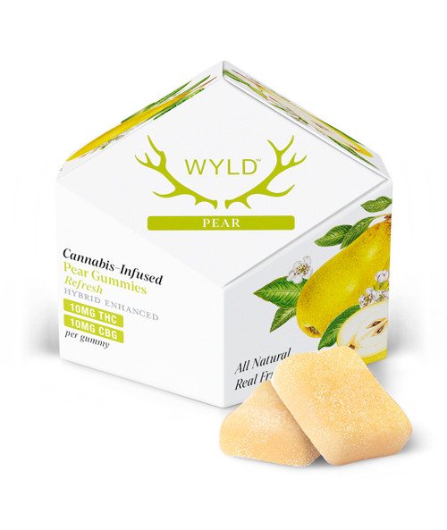 WYLD Hemp 100mg THC Refresh Hybrid Pear Gummies in a 10 Count