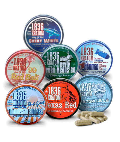 Steding & Sons | 1836 Kratom | 50 Jumbo Capsules