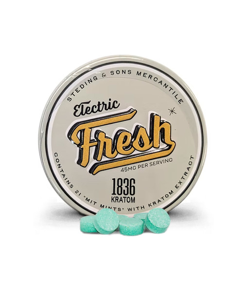 Steding & Sons | 1836 Kratom | Electric Fresh Mints | Display Box | 6ct Single Serve