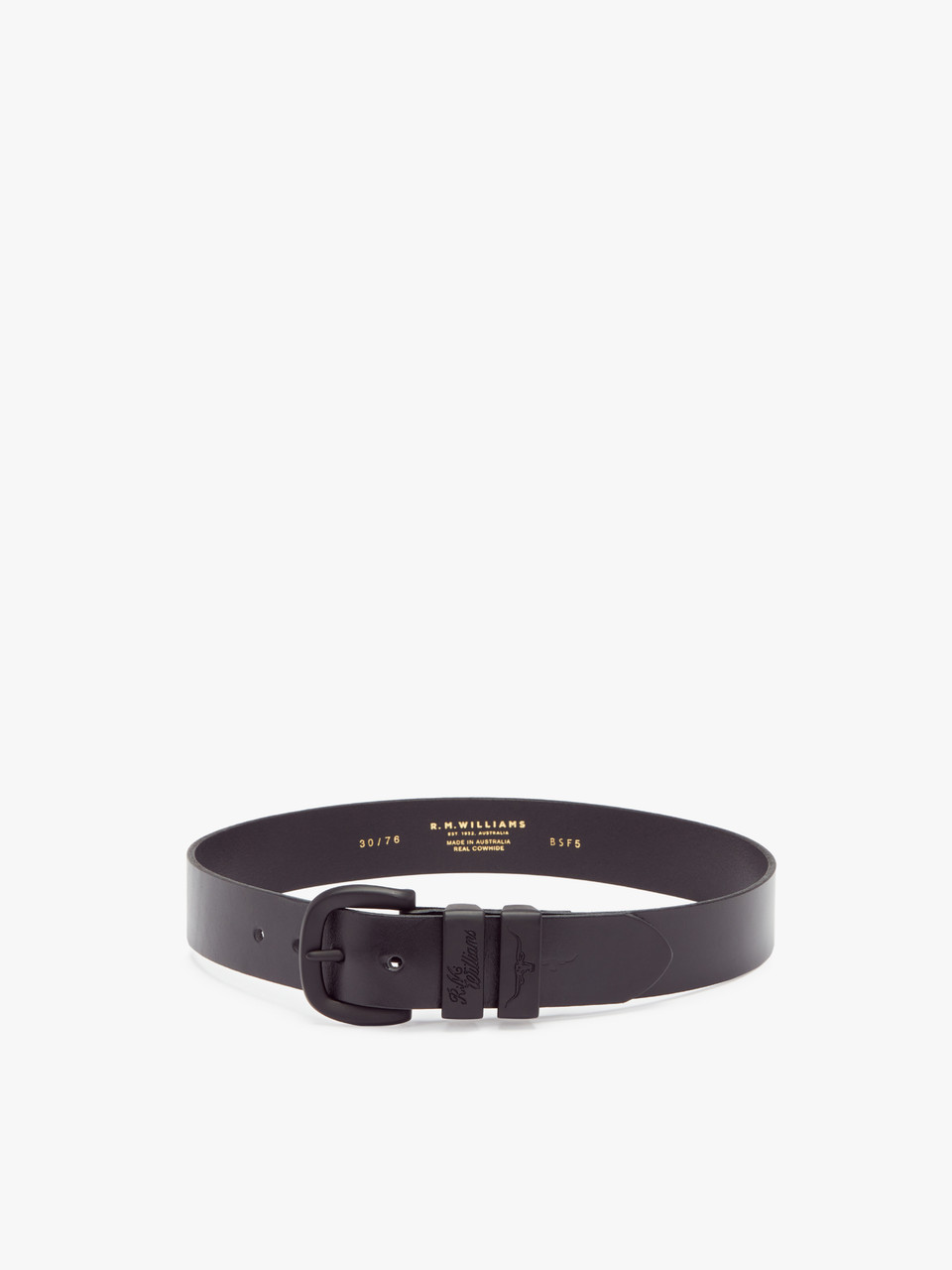 R.M. Williams 1 1/4 Solid Hide Belt - Black