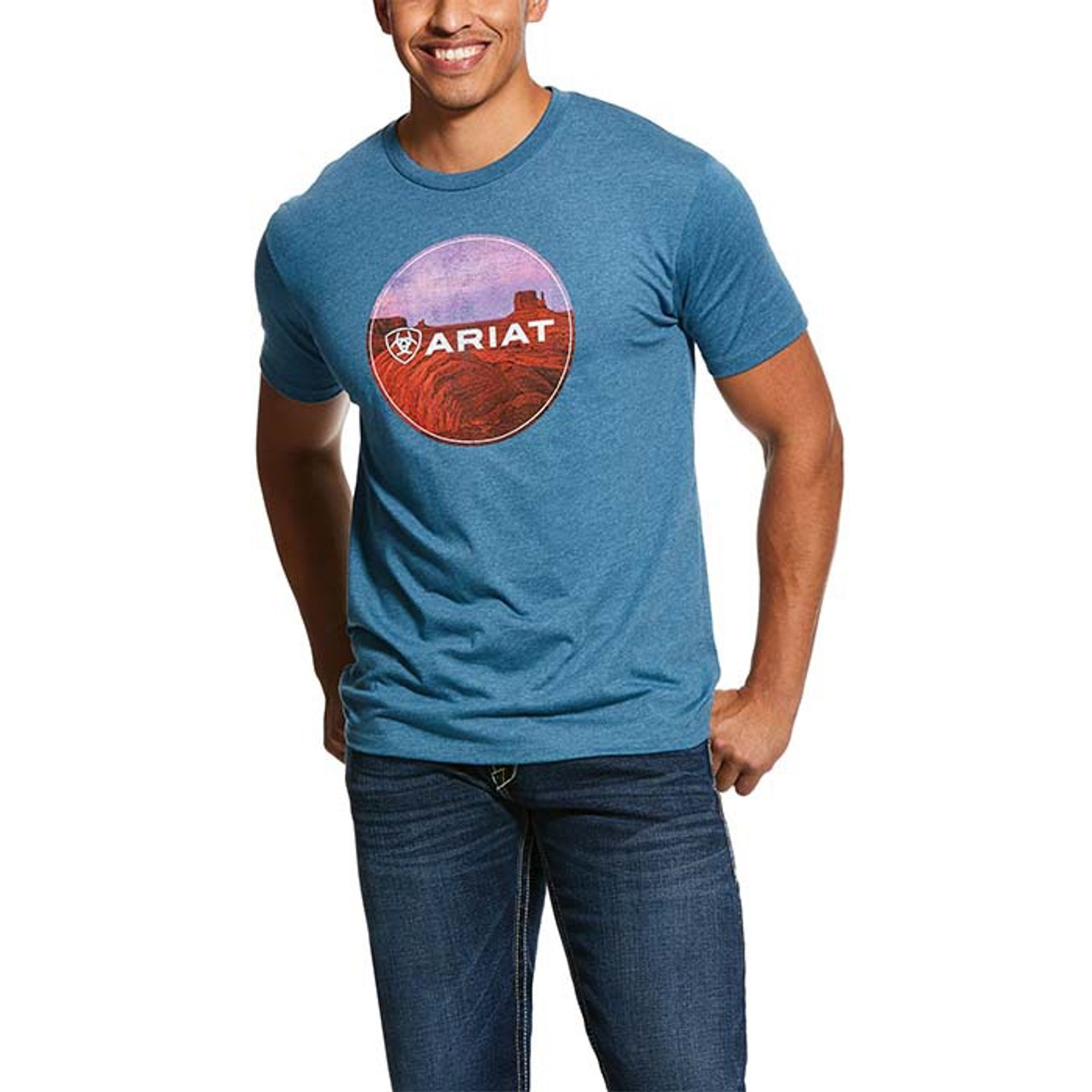 Ariat Mens Western Scenic T Shirt Steel 