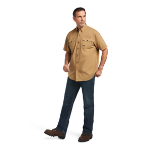 ARIAT MNS REBAR WASHED TWILL SS WORKSHIRT KHAKI ARIAT MNS REBAR WASHED TWILL SS WORKSHIRT KHAKI