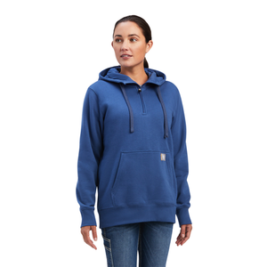 ARIAT WMS REBAR SKILL SET 1/2 ZIP HOOD TRUE NAVY