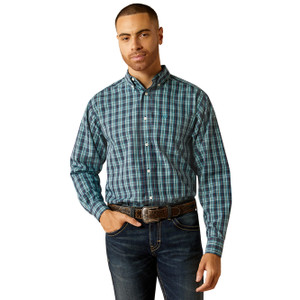 Ariat Men's Wrinkle free Gibson LS Shirt- Dark Teal Ariat Men's Wrinkle free Gibson LS Shirt- Dark Teal