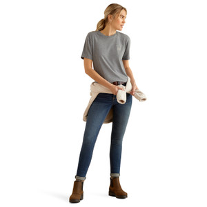 Ariat Wms Paw Badge SS Tee Heather Grey