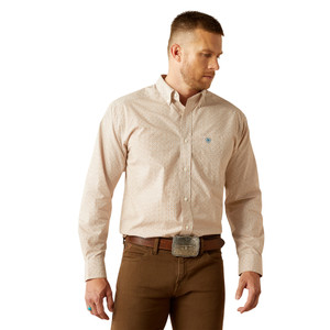 ARIAT MENS JOHNNY CLASSIC FIT LS SHIRT- LIGHT BROWN