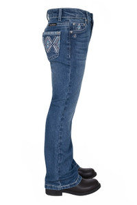 GIRLS PAM BOOT CUT JEAN IN RETRO BLUE