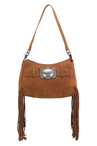 FEATURE BUCKLE SHOULDER BAG IN TAN