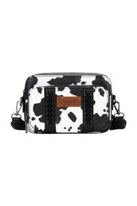 COW PRINT SMALL CROSSBODY BAG IN BLACK