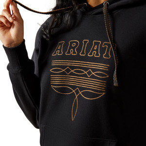 ARIAT WMS BOOTED LOGO HOODIE- BLACK