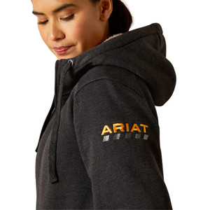 ARIAT WOMENS REBAR SHERPA FULL ZIP HOODIE CHARCOAL HEATHER