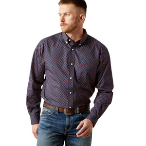 ARIAT MNS WRINKLE FREE BRIGGS LS SHIRT NAVY