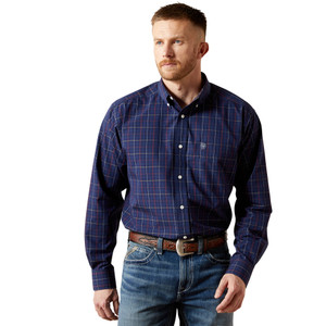 ARIAT MNS WRINKLE FREE BLAZE LS SHIRT NAVY