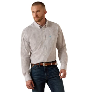 Ariat Mens Wrinkle Free Coleson FittedL/S Shirt White Geo Print