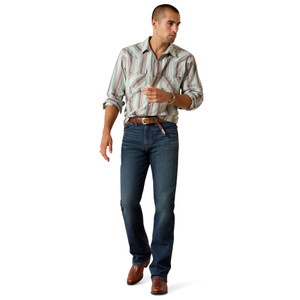 Ariat Mens Retro Hesperus Fittered Snap L/S Shirt Aquifer Plaid