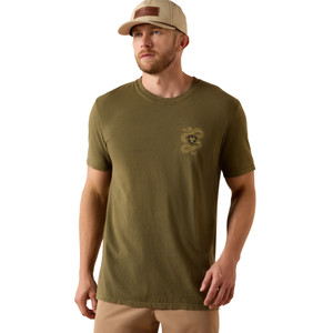 ARIAT MNS SNAKE SS TEE FOUR LEAF CLOVER