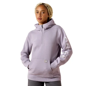 ARIAT WMS REBAR LIGHTWEIGTH LOGO 1/2 ZIP HOODIE- PURPLE ASH/THISTLE