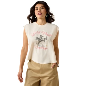 ARIAT WNS WILD WEST CROPPED SS TEE- SEA SALT