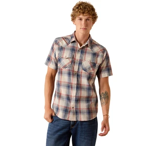 ARIAT MNS RETRO HAINES FITTED SNAP SS SHIRT- WHITE PLAID