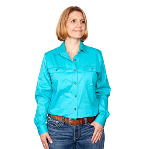 Wmn's - Brooke Work Shirt Full button in Turquoise Wmn's - Brooke Work Shirt Full button in Turquoise