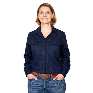 Wmn's - Brooke Work Shirt Full button in Navy