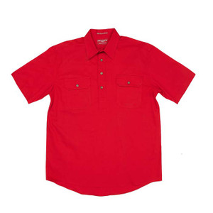 Men's - Adam Work Shirt 1/2 button Short Sleeve in Chilli Men's - Adam Work Shirt 1/2 button Short Sleeve in Chilli