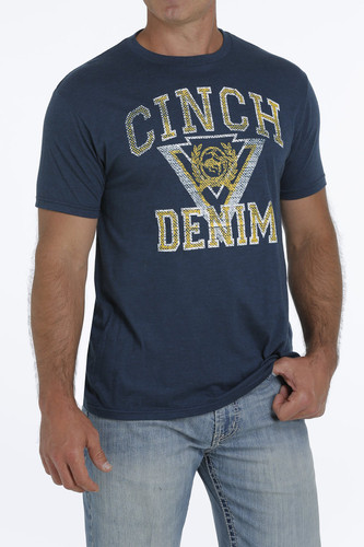 Cinch Mens T Shirt Heather Navy