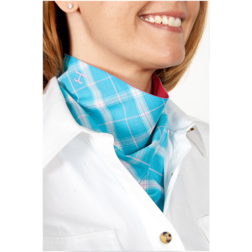 JC WMS CARLEE DOUBLE SIDED SCARF HOT PINK / AQUA PLAID