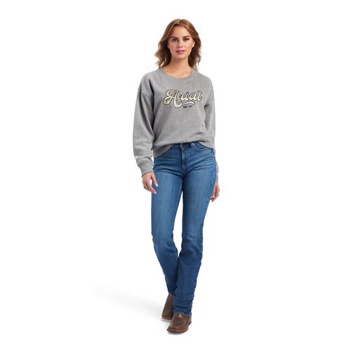 ARIAT WMS REAL CROPPED SWEATSHIRT HEATHER GREY