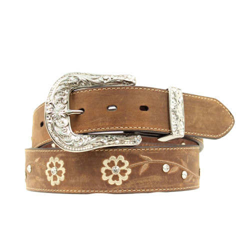 ARIAT WMS FLOWER BELT 1-1/2" BROWN A1510202
