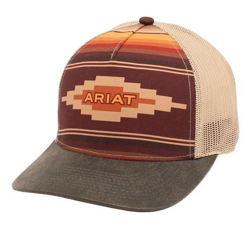 ARIAT WMS A FIT CAP AZTEC LOGO / TAN