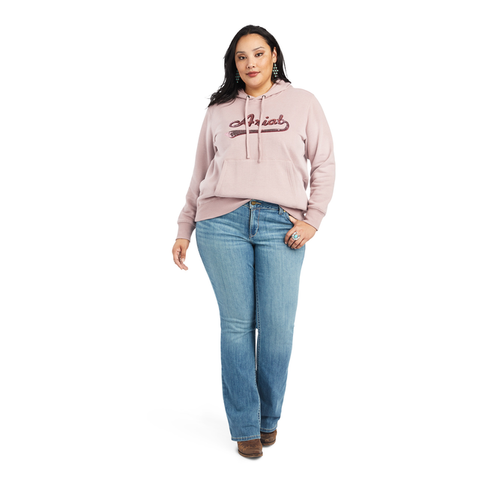 ARIAT WMNS LOGO HOODIE NOSTALGIA ROSE HEATHER