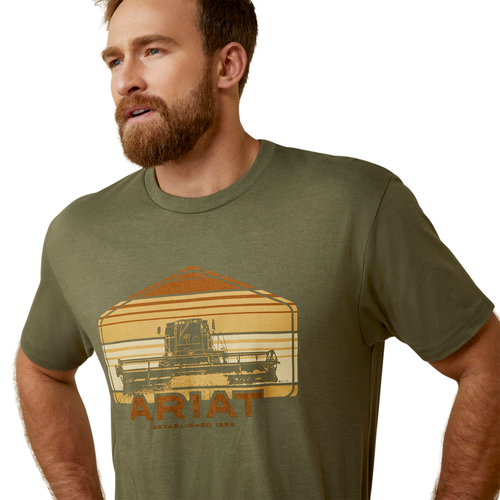 ARIAT MNS COMBINE SS TEE MILITARY HEATHER