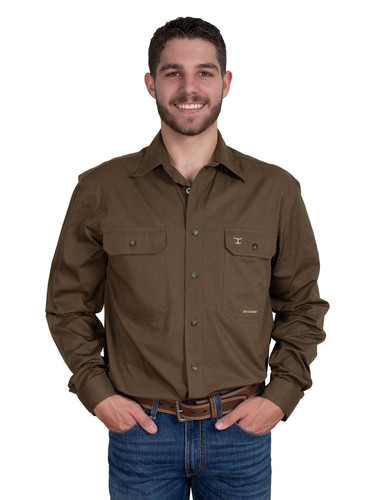 Men's - Evan Work Shirt Full button in Bark