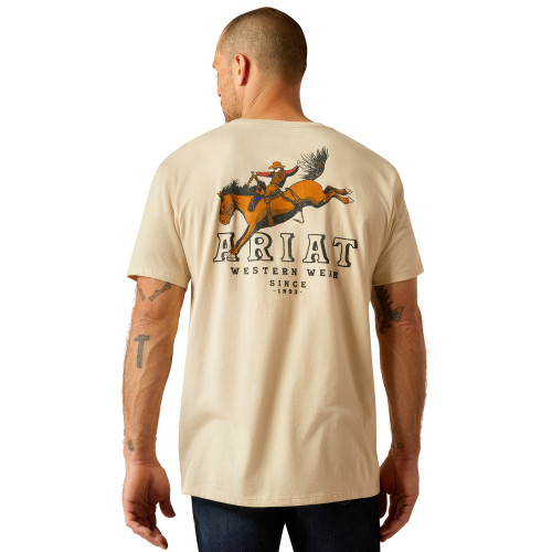 ARIAT MNS T-SHIRT BRONC RIDIN IN NATURAL