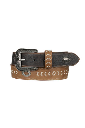 PURE WESTERN TERRENCE BELT- TAN/CHOCOLATE