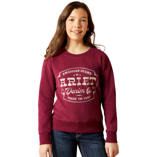 ARIAT GLS EMBLEM SWEATSHIRT BEAUJOLAIS HEATHER