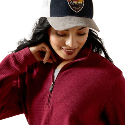 ARIAT WMS HIGH NOON 1/2 ZIP PULLOVER BEAUJOLAIS