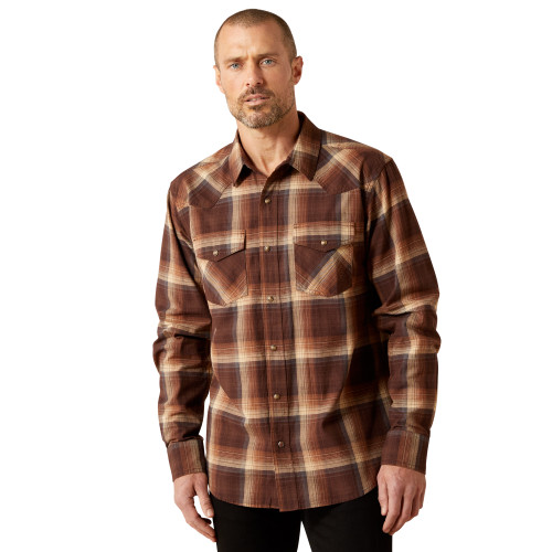 ARIAT MNS HODGES RETRO SNAP LS SHIRT BROWN