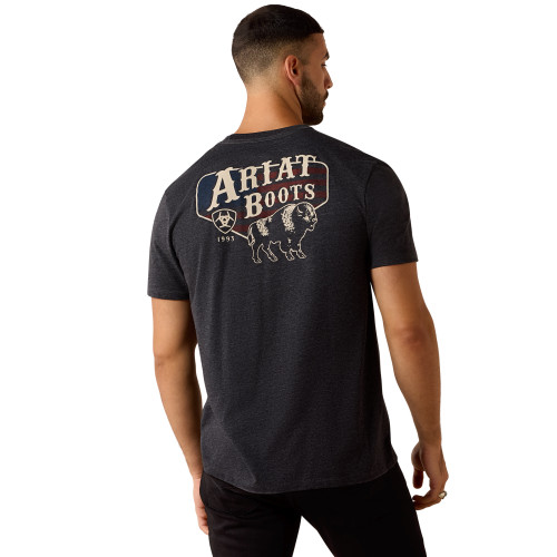 ARIAT MNS AMERICAN BISON SS TEE CHARCOAL HEATHER