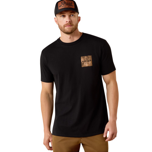 ARIAT MNS BOOT LEATHER PATCH SS TEE BLACK