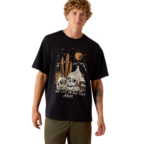 ARIAT MNS WILD LIFE BOXY SS TEE WASHED BLACK
